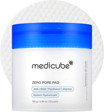 Medicube Zero Pore Pads 2.0, Dual-Textured Facial Toner Pads for Exfoliation and Pore Care with 4.5% AHA Lactic Acid & 0.45% BHA Salicylic Acid, Ideal for All Skin Types, Korean Skin Care